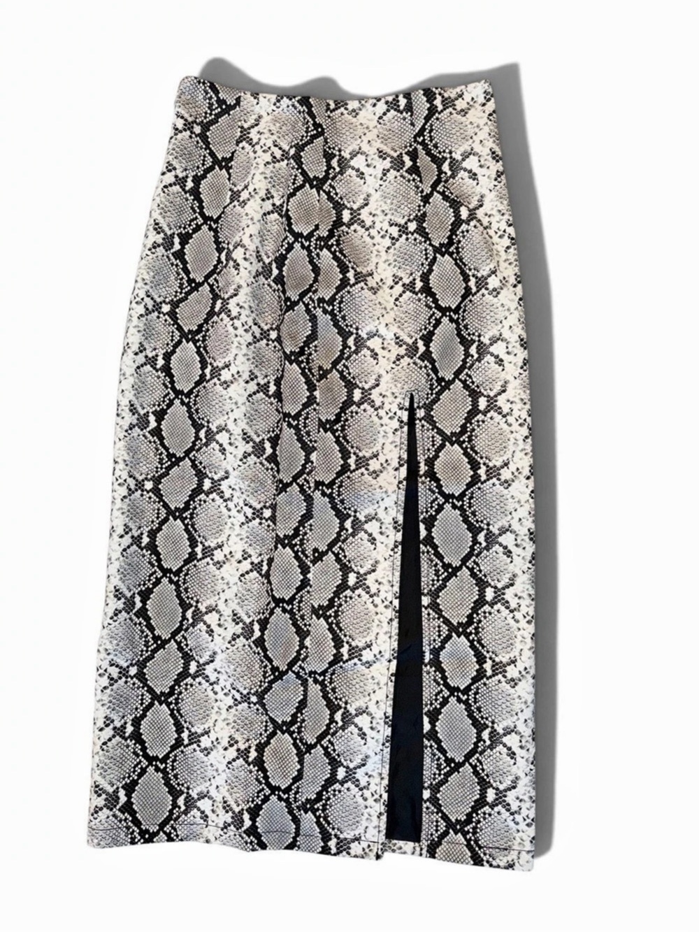 NWT Topshop Snakeskin Faux Leather Pencil Midi Skirt High Slit - Picture 2 of 8